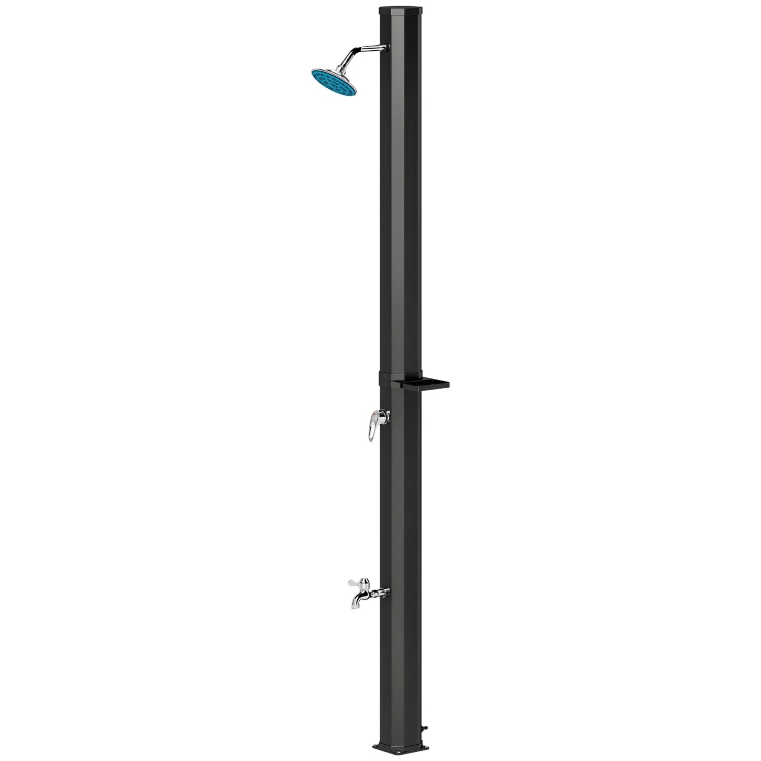 Outsunny Gartendusche Kunststoff Schwarz 17,5L x 14,5B x 216H cm