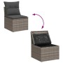 vidaXL Gartenmöbel Set, 8-teilig, grau Polyrattan, mit Kissen und Stauraum.