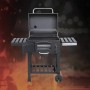 Taino Hero XL Holzkohlegrill mit offenem Deckel und Ablagetischen, Grillwagen mit Rädern.