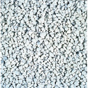 Weißer Marmorkies Carrara (20-40mm) im Sack, geeignet für Gartenwege und Dekoration.