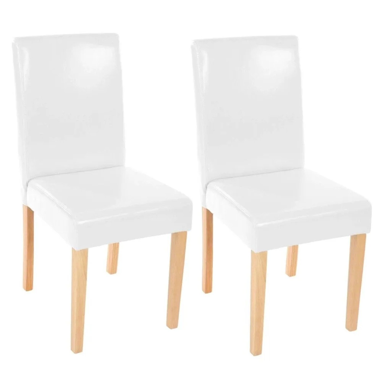 MCW Esszimmerstuhl Littau 2er-Set Leder Weiß Helle Beine
