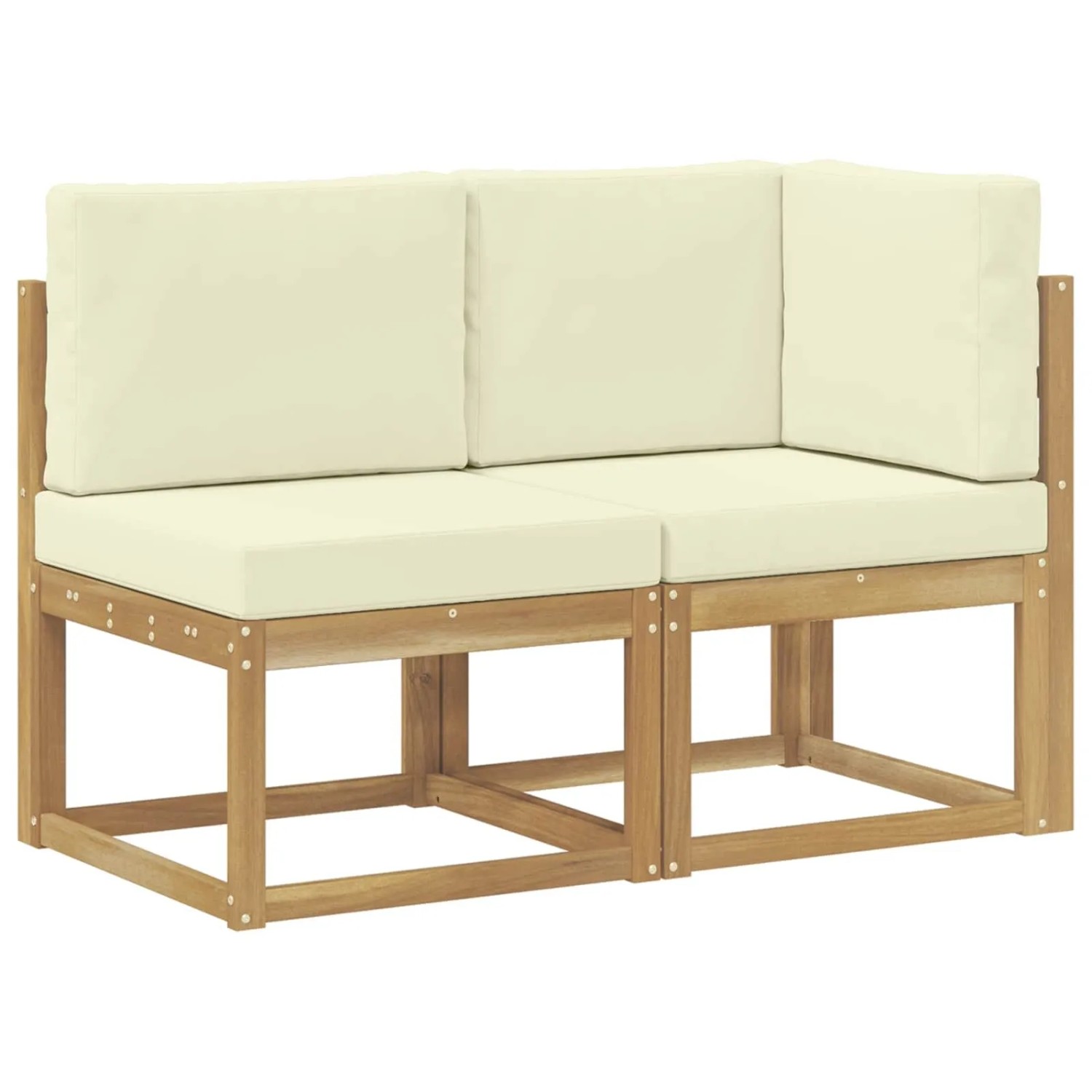 vidaXL Outdoor Mittel- und Ecksofa 2 Stück Weiß Massivholz Akazie 901473