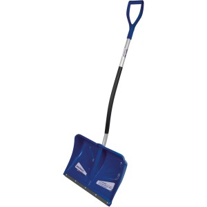 Blauer Sonneck Schneeschieber Snowmaster Spezial mit D-Griff und Alu-Stiel.