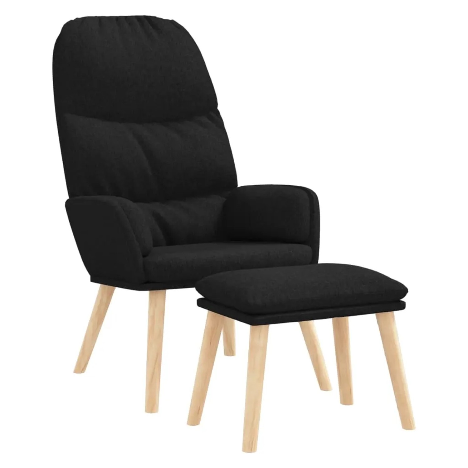 vidaXL Relaxsessel mit Hocker Schwarz Stoff 3097348