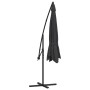 Geschlossener, schwarzer Ampelschirm (350 cm) mit Metallmast und Kreuzfuß von vidaXL.