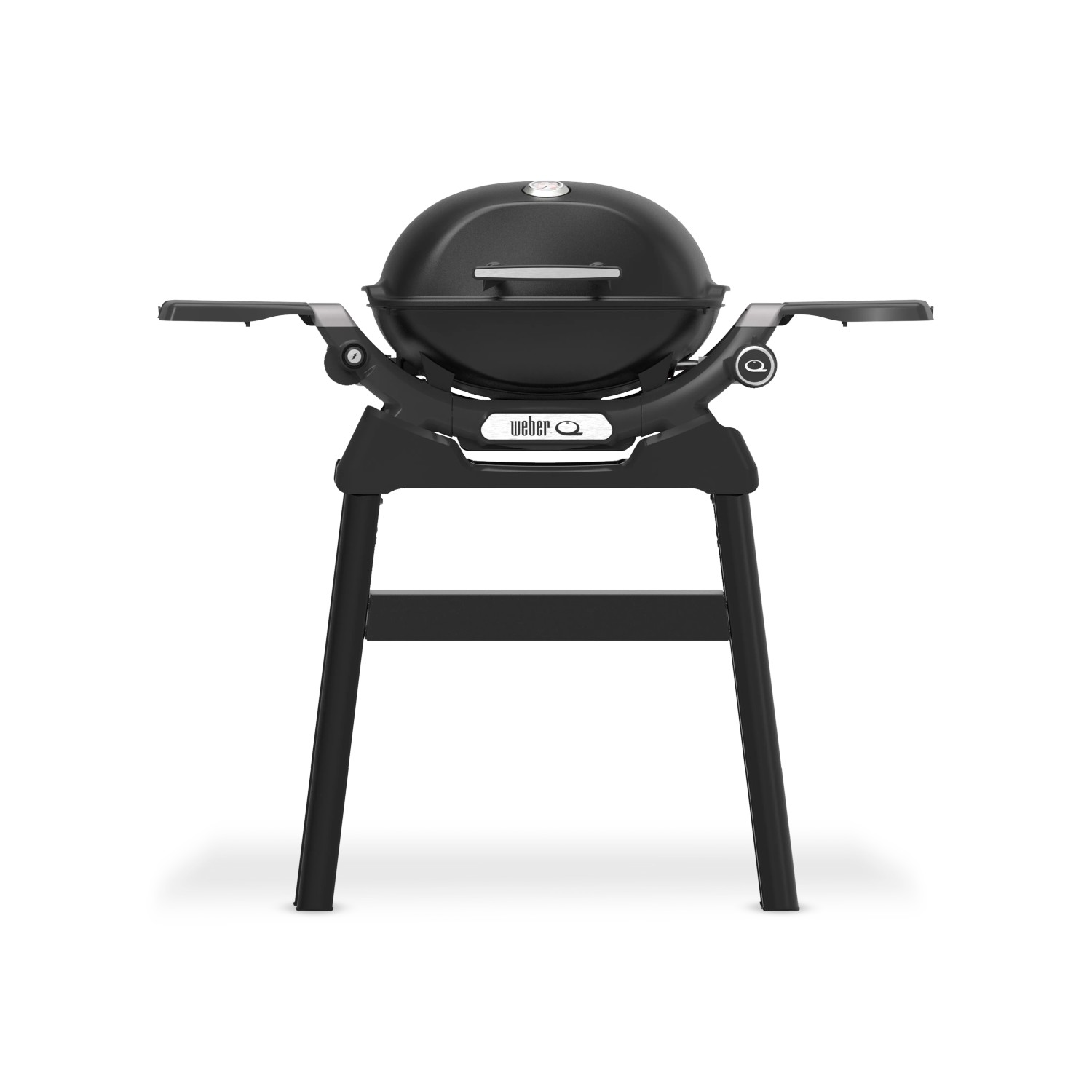 Schwarzer Weber Gasgrill Q1200N mit Stand, Alugussgehäuse und Grillrost.