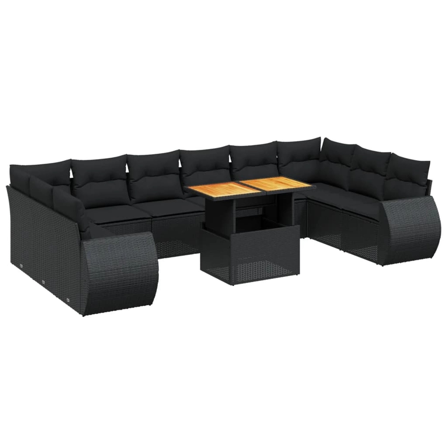 vidaXL 11-Tlg Garten-Sofagarnitur mit Kissen Schwarz Poly Rattan 3272364 günstig online kaufen