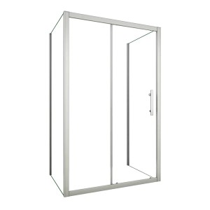 U-Duschkabine 80x120x80cm mit Schiebetür und Seitenwand, 8mm Nano Glas, Höhe 190cm.