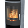 Fireplace Barcelona Kaminofen mit Specksteinverkleidung, 8 kW Leistung, schwarzes Design.