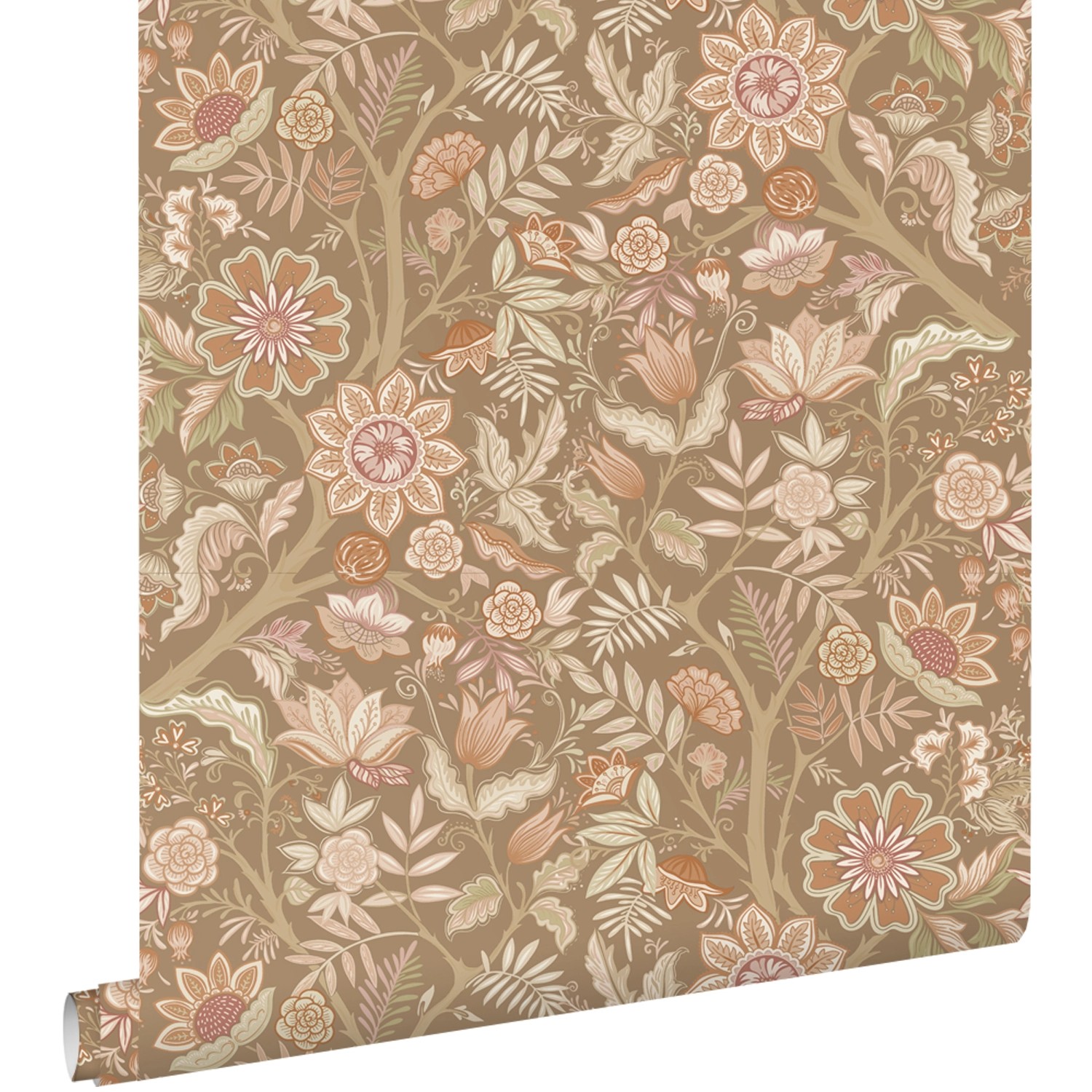 ESTAhome Tapete Blumenmuster Braun und Rosa 50 x 900 cm günstig online kaufen