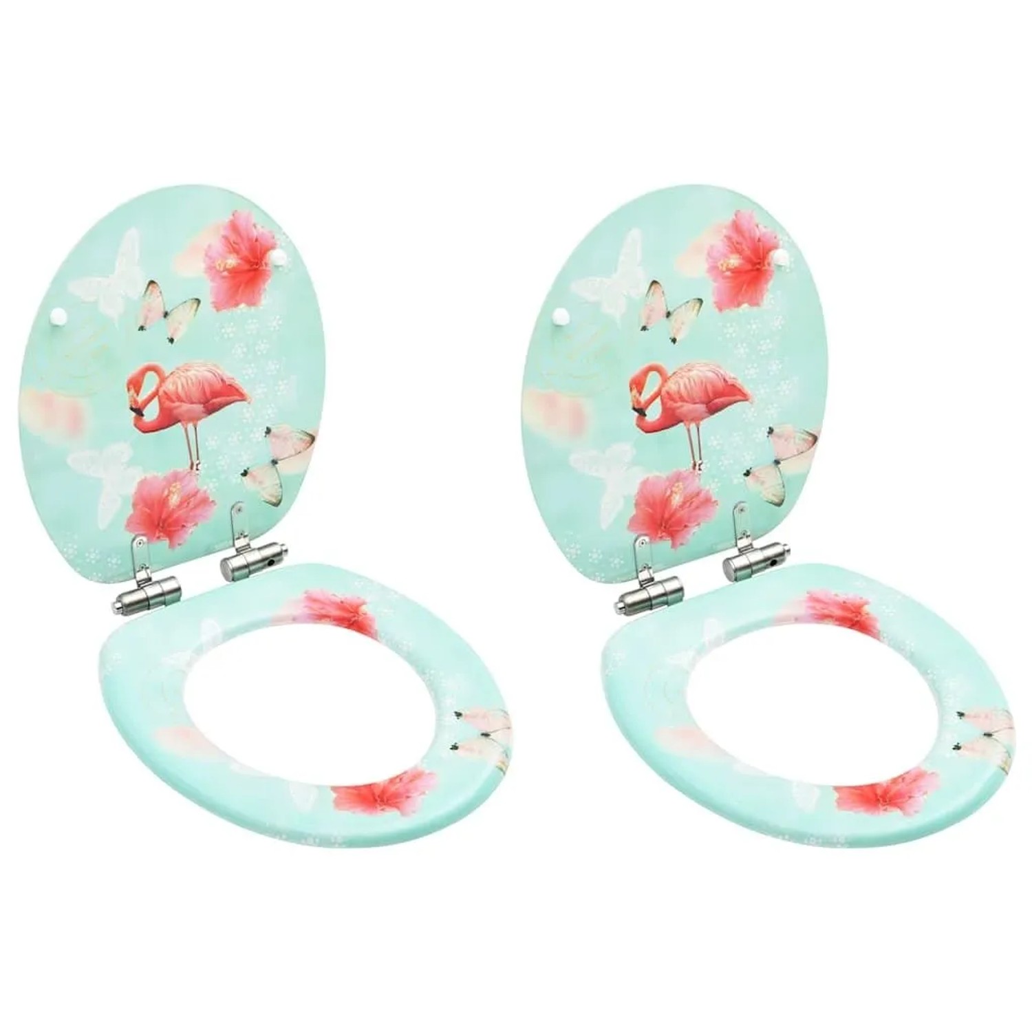 vidaXL Toilettensitze Soft-Close-Deckel 2 Stk MDF Flamingo-Design 3056411