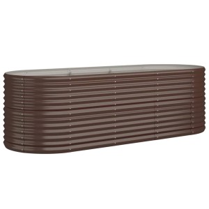 Braunes vidaXL Hochbeet aus pulverbeschichtetem Stahl, 224x80x68 cm, für Garten und Terrasse.