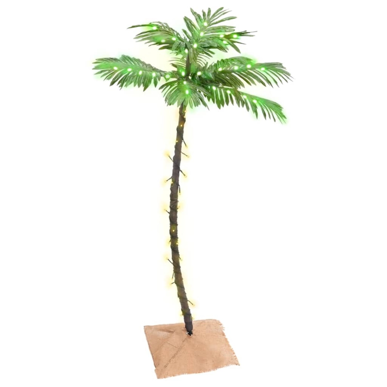 Künstliche Palme mit warmweißen LEDs (72 Stück), 120 cm hoch, für festliche Beleuchtung.