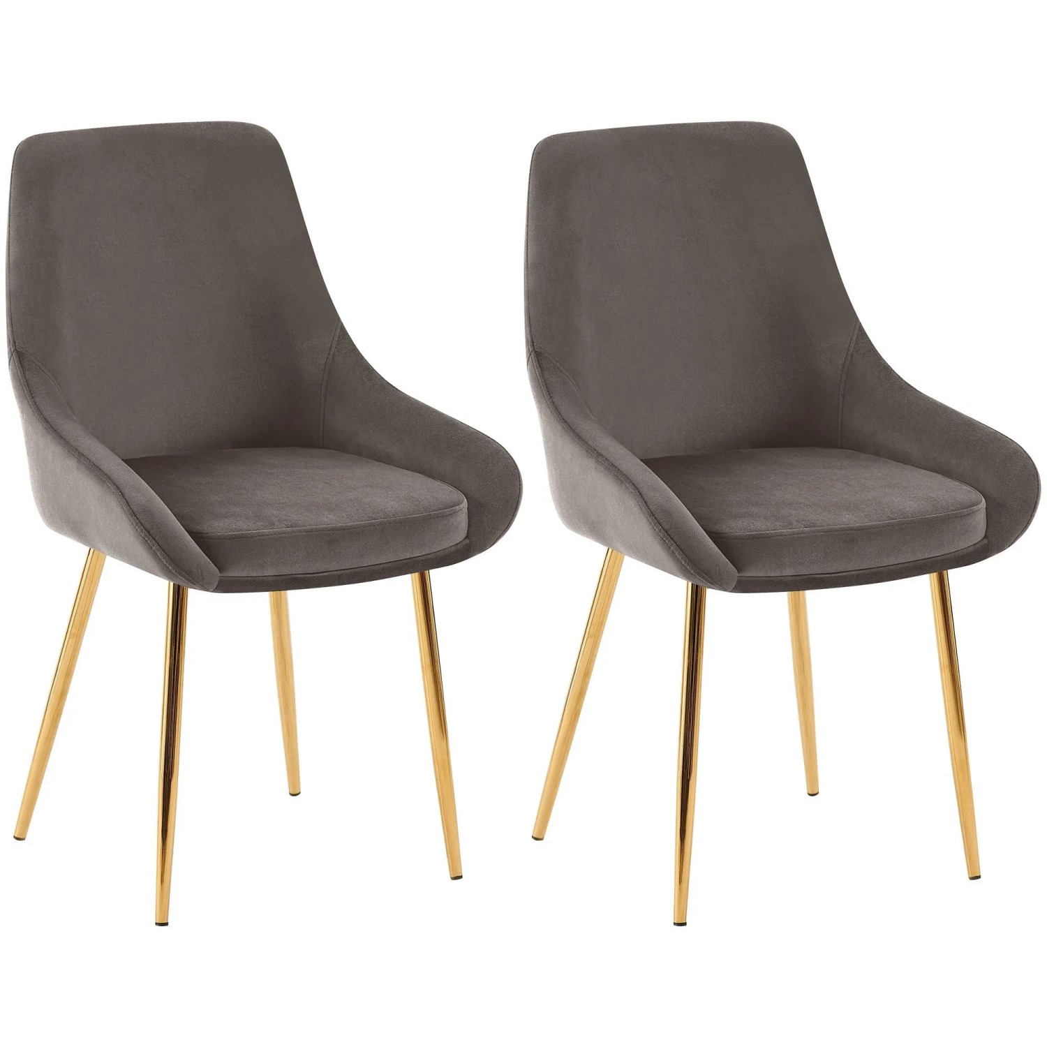 DELUKE 2er Set Esszimmerstuhl PUNAR Samt Anthrazit 50x53x86cm Gold Essstühle Esszimmerstühle Küchenstühle Wohnzimmerstühle
