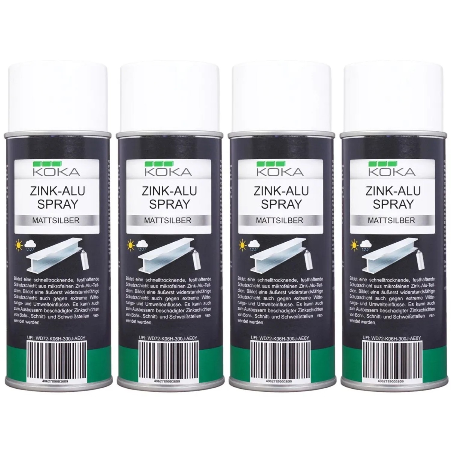 KOKA 4x Zink-Alu Spray Silber Matt