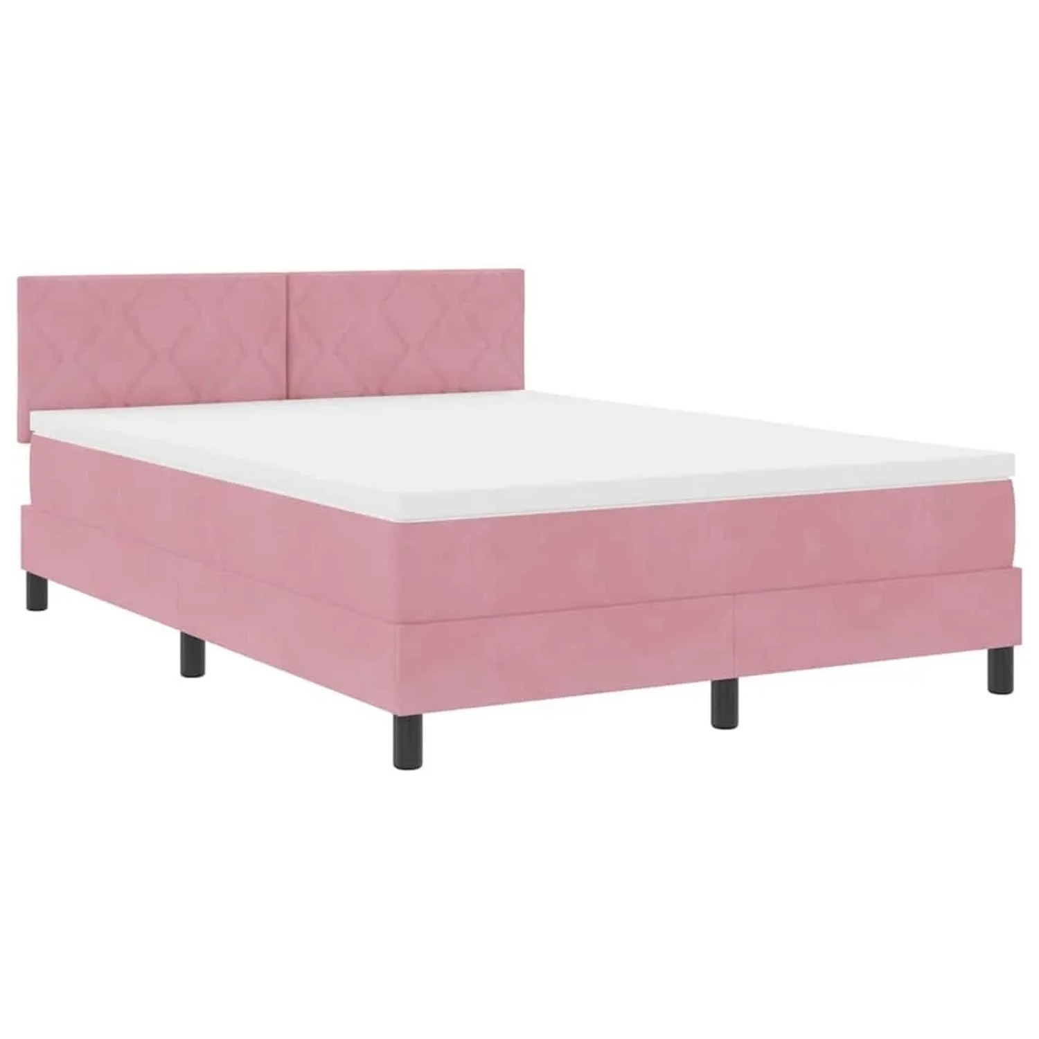 vidaXL LED Boxspringbett mit Matratze mit LED Rosa 160 x 200 cm Samt 3342733