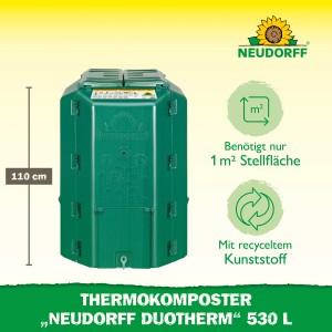 Grüner Neudorff Thermo-Komposter DuoTherm 530 l für Gartenabfälle und Kompostierung.