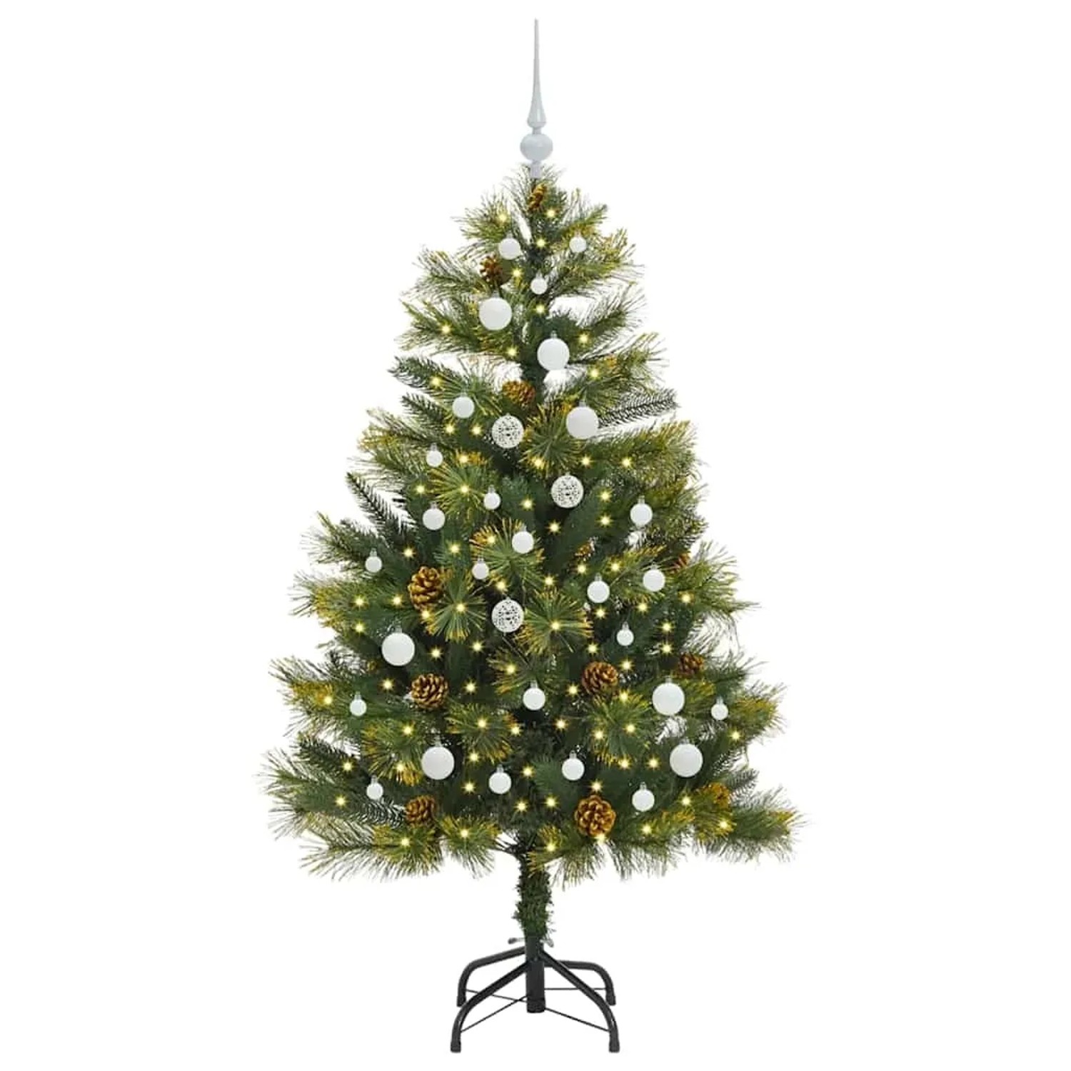 vidaXL Künstlicher Klapp-Weihnachtsbaum mit Tannenzapfen Grün 150 cm 3395083