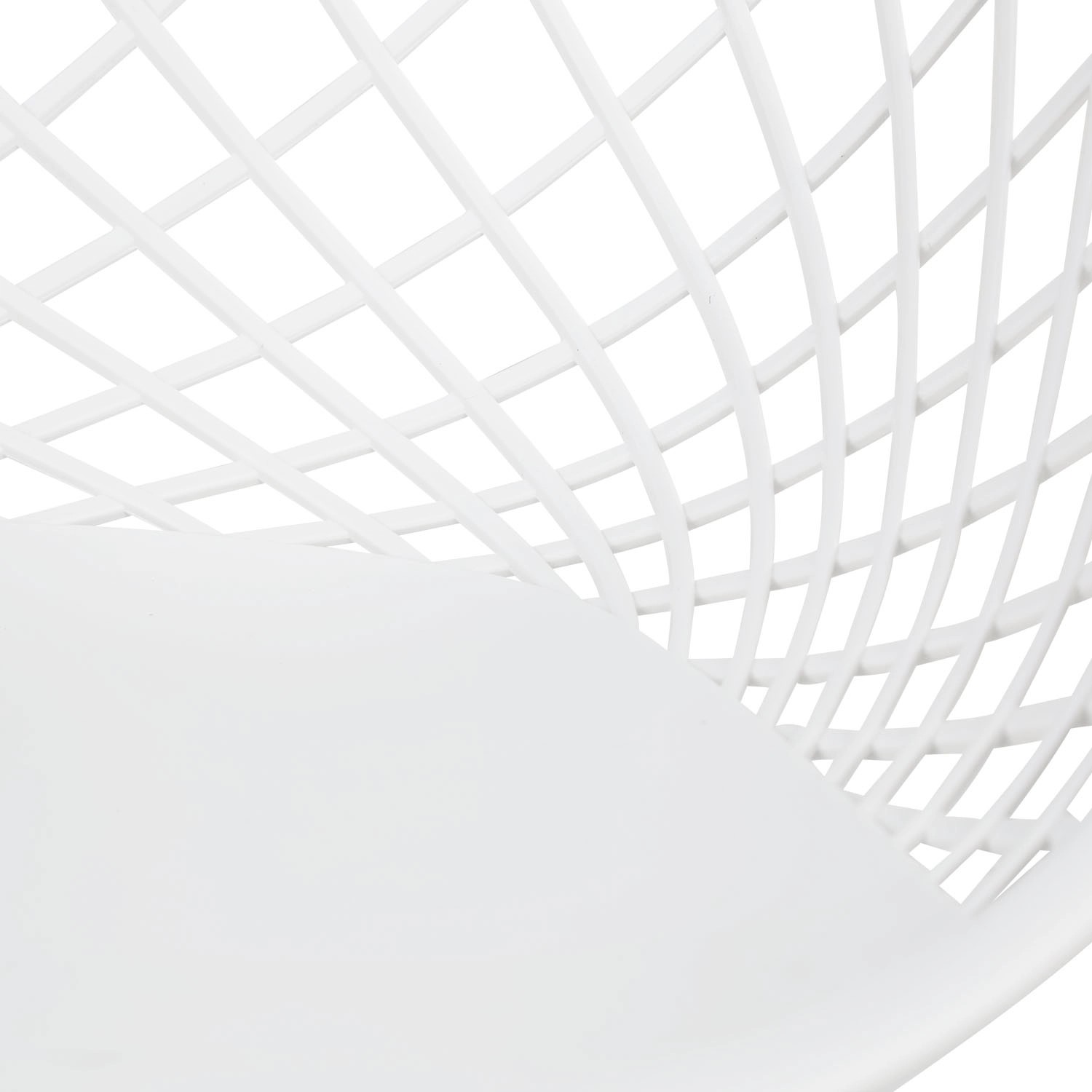 Detailansicht: Weißer Gartenstuhl aus Kunststoff mit Gittermuster, Teil des 6er Sets Homestyle4u 2823.