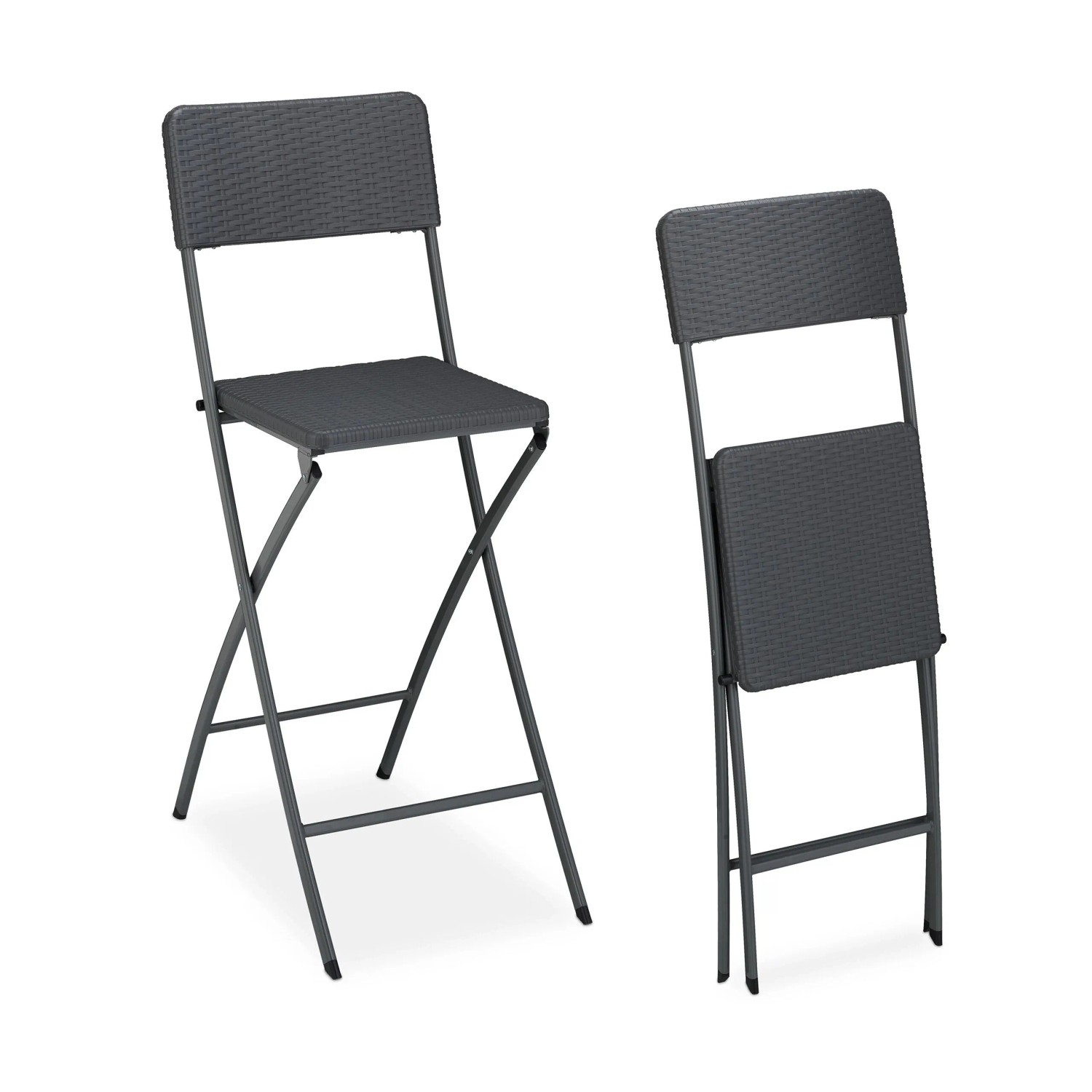 Relaxdays Barhocker 2er Set Kunststoff Stahl Grau Klappbar 115 cm x 44 cm x 63 cm