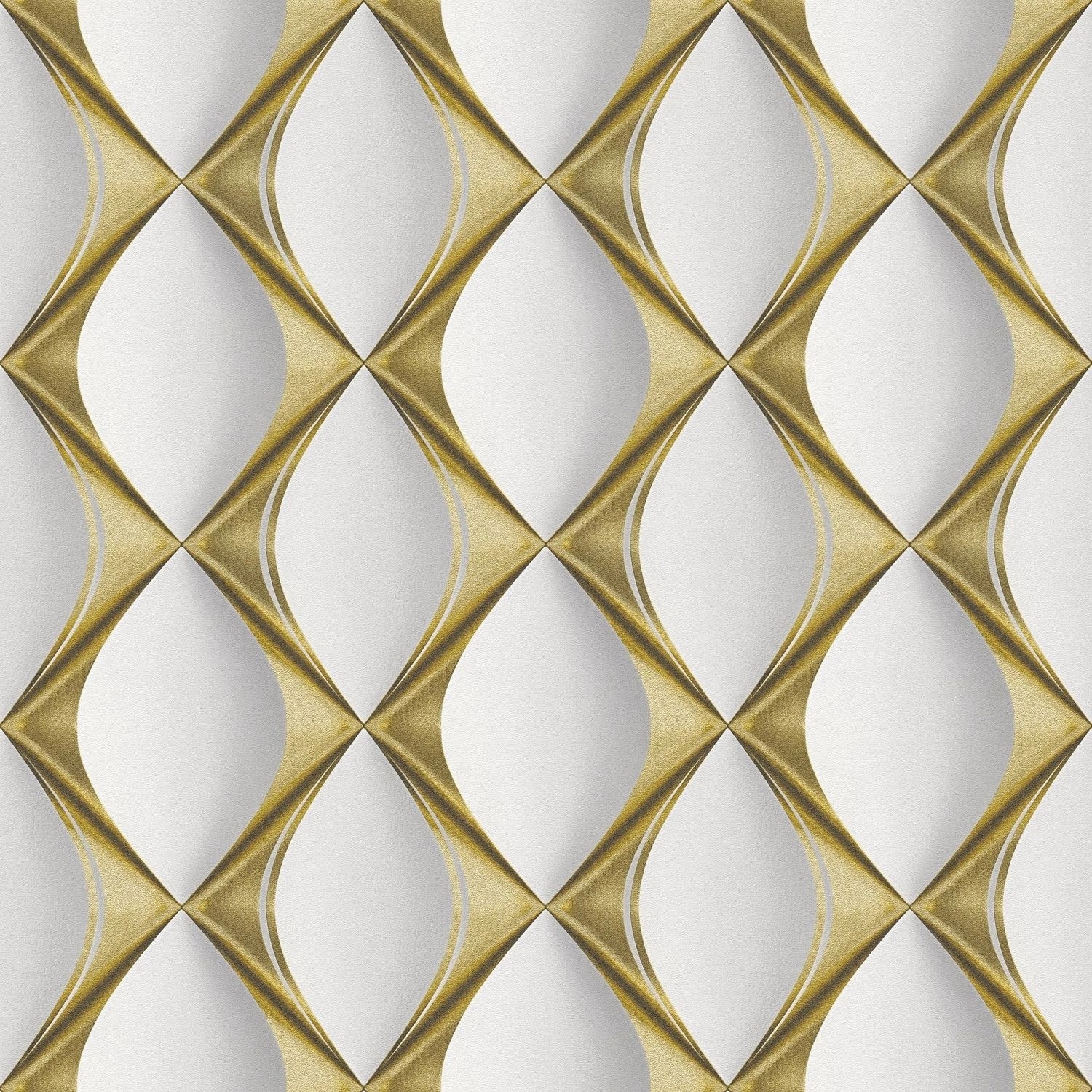 PROFHOME 386911-GU 3D Tapete Grafisch glänzend Creme Gold Weiß 0,53 m x 10, günstig online kaufen
