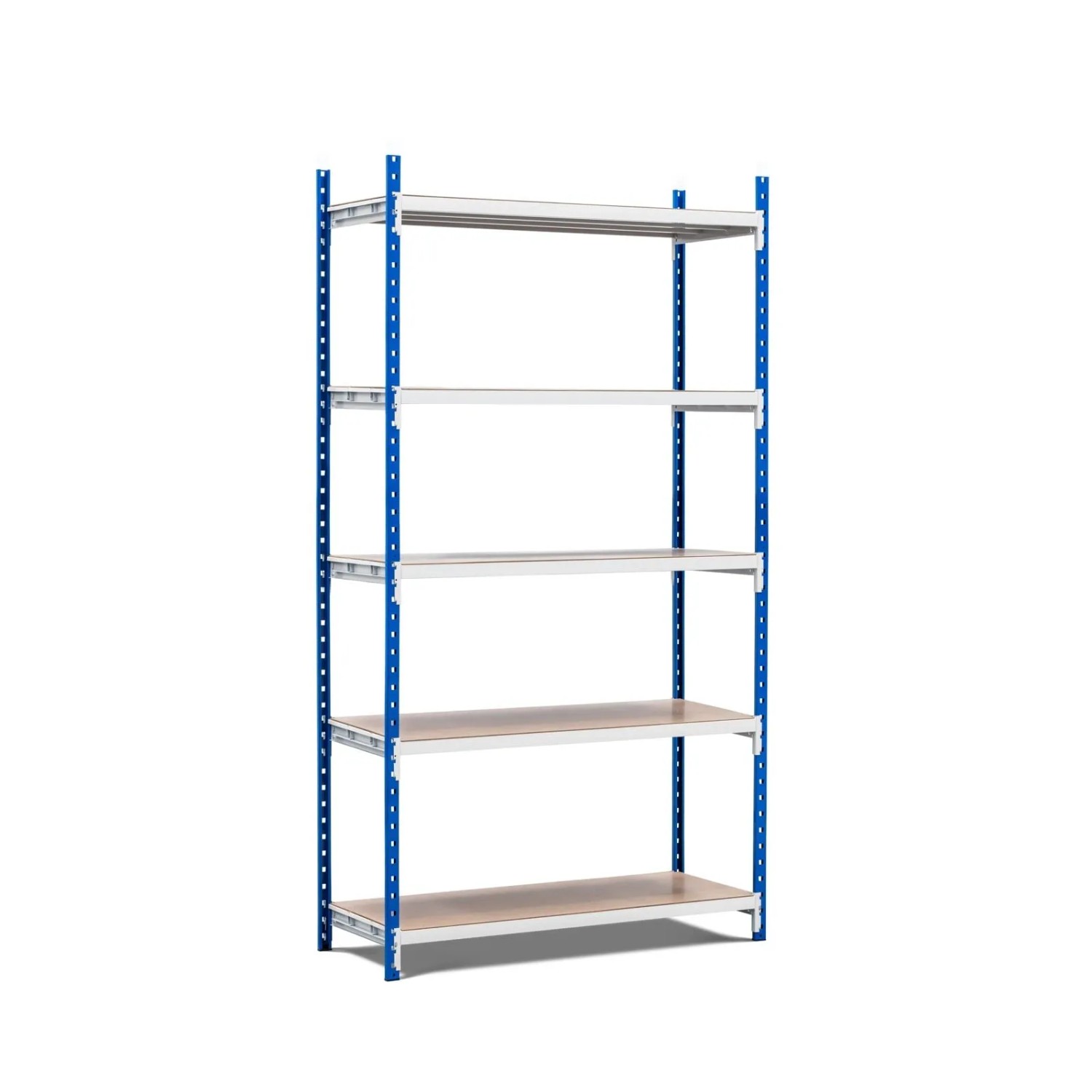 PROREGAL Fachbodenregal Maximus Pro HxBxT 220 x 125 x 50 cm 5 Ebenen Spanplatten-Fachboden Fachlast 248 kg Lichtblau-Lichtgrau