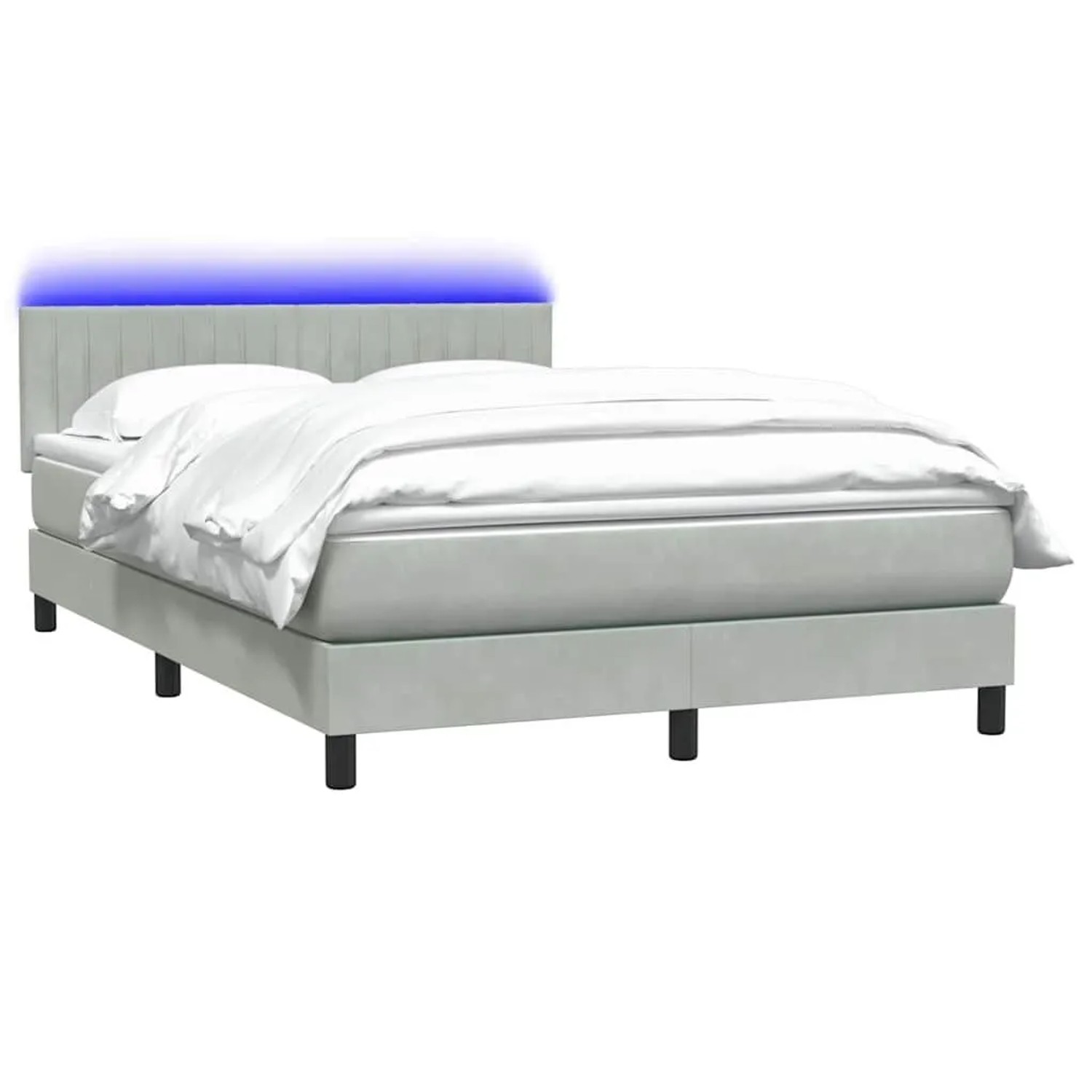 vidaXL Boxspringbett mit Matratze & LED Hellgrau 140x210 cm Samt 3317073 günstig online kaufen