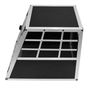 Monstershop Auto Hundetransportbox Einzelbox aus Aluminium und MDF, schwarz/silber.