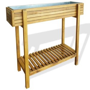 DELUKE Hochbeet Mit Ablage HOOD Akazienholz Massiv 90x30x75cm Balkon Hochbeet Kräuterbeet Balkon Tischbeet Terrasse Balkonbeet
