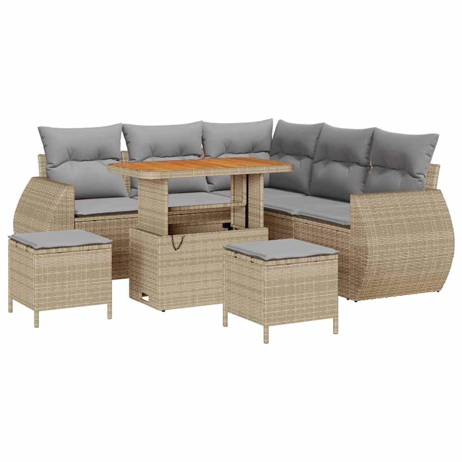 vidaXL Garten-Sofa-Set 8-Tlg Beige Poly Rattan 3361877 günstig online kaufen