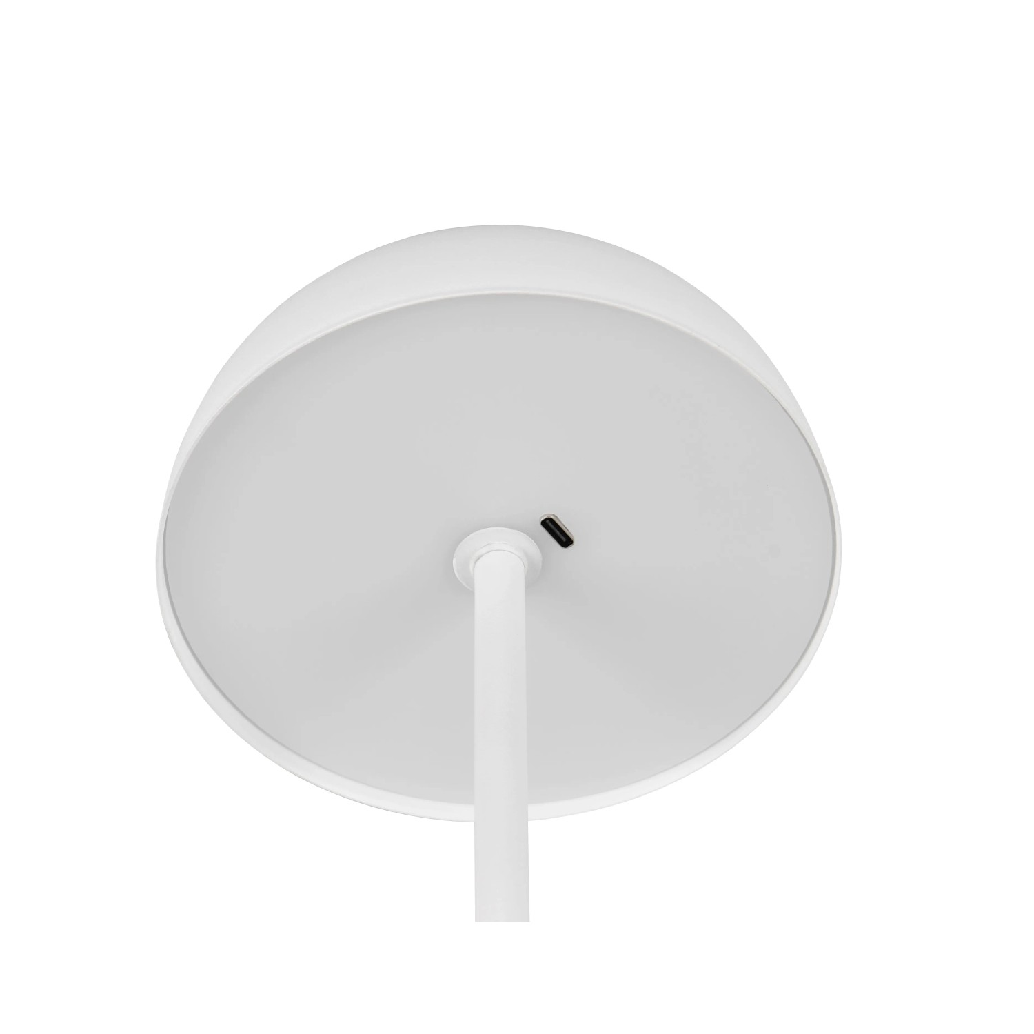 Detailaufnahme der weißen, matten Reality LED-Tischleuchte Munoz, Ø 13 cm.