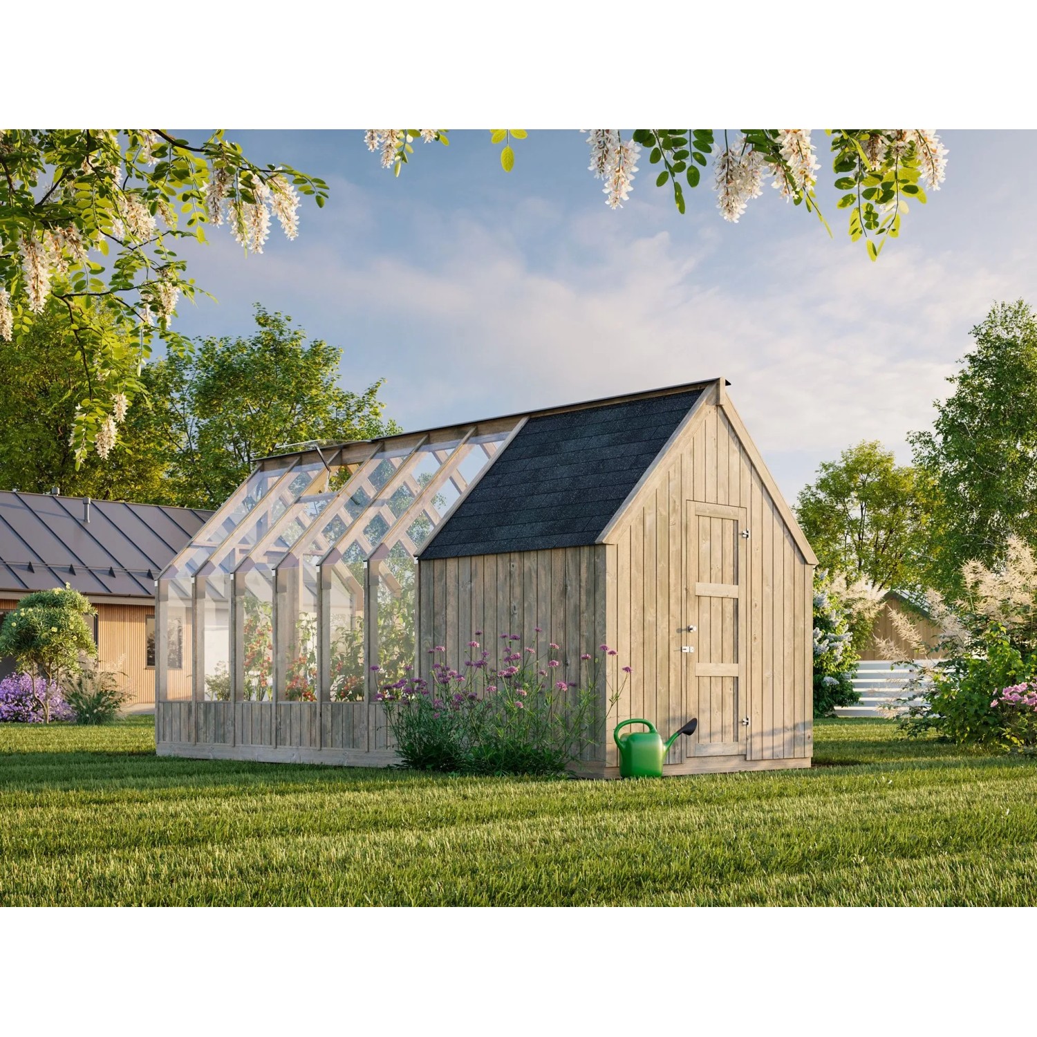 Palmako Holz-Gartenhaus Emilia Satteldach Druckimprägniert 240 cm x 550 cm