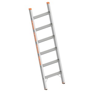 Layher Stufenanlegeleiter Topic 1042 mit 6 Stufen, silberfarben. Leiter für sicheren Stand.