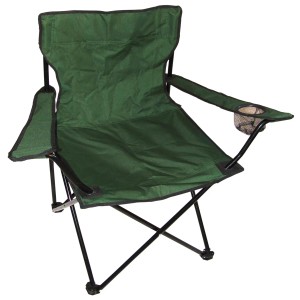 Grüner Mojawo Anglersessel/Campingstuhl mit Getränkehalter und Tasche.