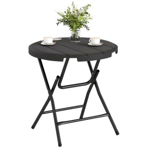 Outsunny Gartentisch  Stahl HDPE Dunkelgrau 80L x 80B x 73H cm