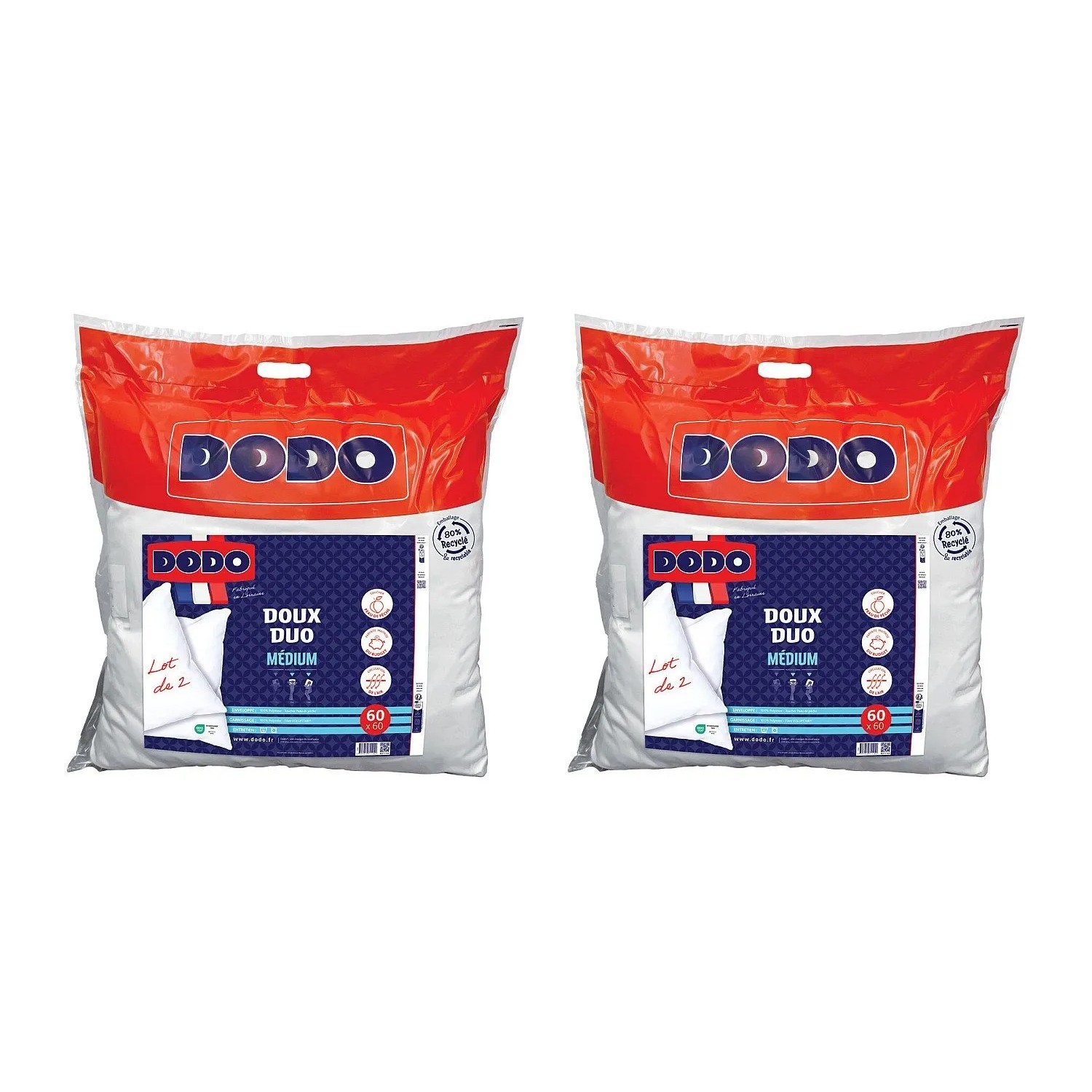 Vente-unique Kopfkissen Doux Duo Weiß 60 Cm