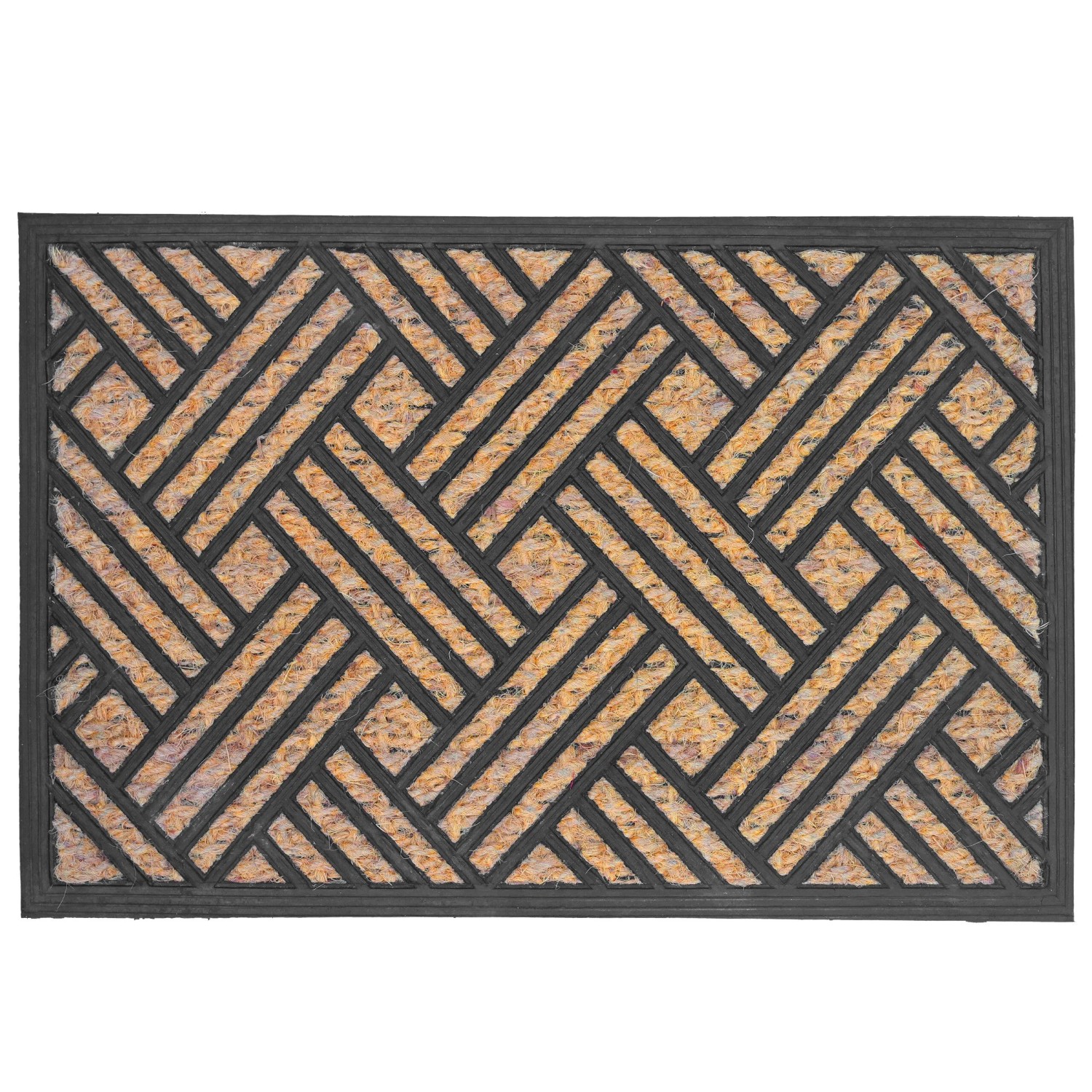 Relaxdays Fußmatte Kokosfaser Gummi Natur Schwarz Rutschfest Wetterfest für Innen und Außen 1,5 cm x 60 cm x 40 cm 1,9 kg
