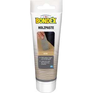 Tube Bondex Holzpaste Eiche 120g zum Ausbessern von Holz, geeignet für Möbel und Innentüren.