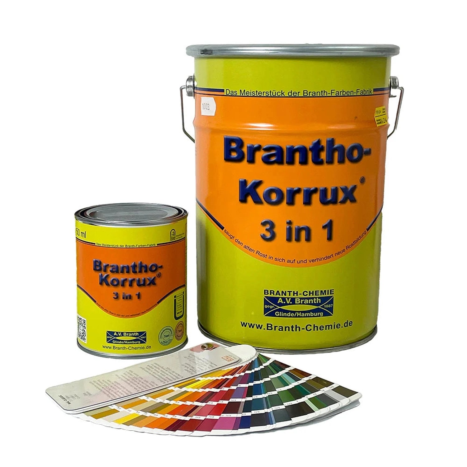 Brantho Korrux 3in1 Rostschutzfarbe Streichlack RAL 6005 - Moosgrün 750ml Seidenglanz