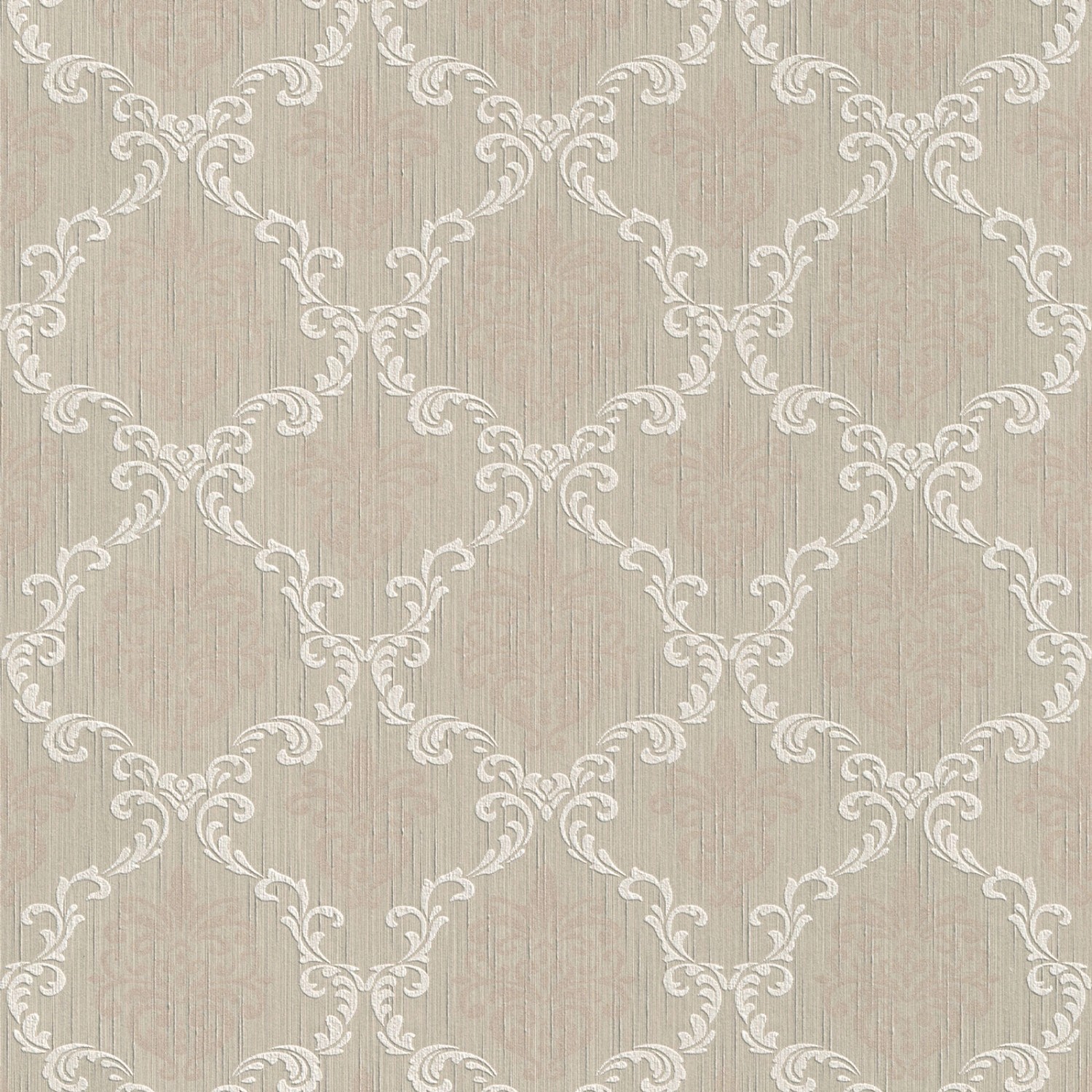 Bricoflor Ornament Tapete in Beige Weiß Helle Vlies Barocktapete Englisch I günstig online kaufen