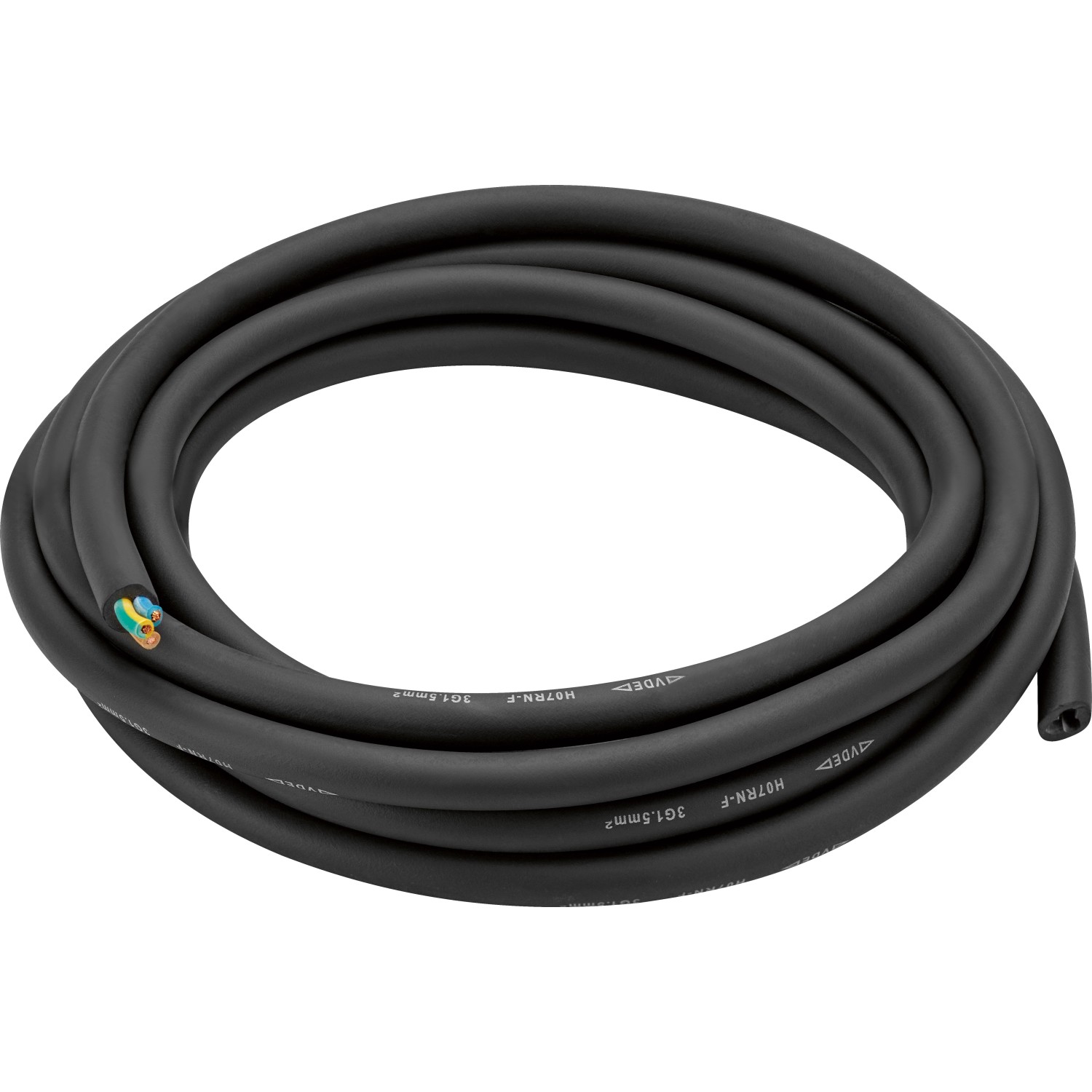 Erdkabel 3 x 1,5 mm² (H07RN-F3G1.5mm²) Schwarz 5 m