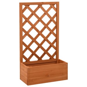 DELUKE Rankkasten Gartenspalier MINO Braun 90x50x25cm Spalier Mit Blumenkasten Mit Rankgitter Rankhilfe Mit Pflanzenkasten