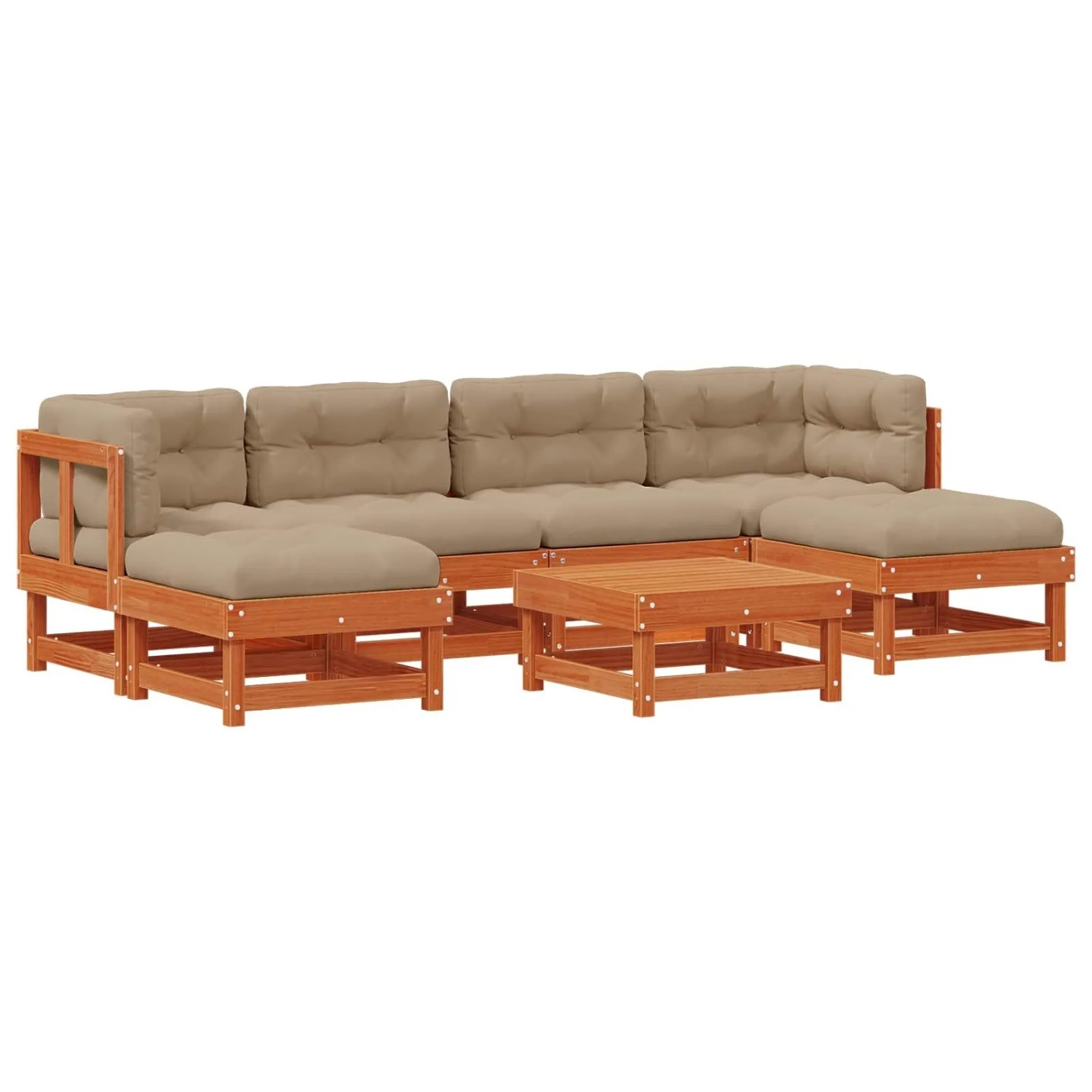 vidaXL Garten-Lounge-Set 7-Tlg Wachsbraun Massives Kiefernholz 3418066