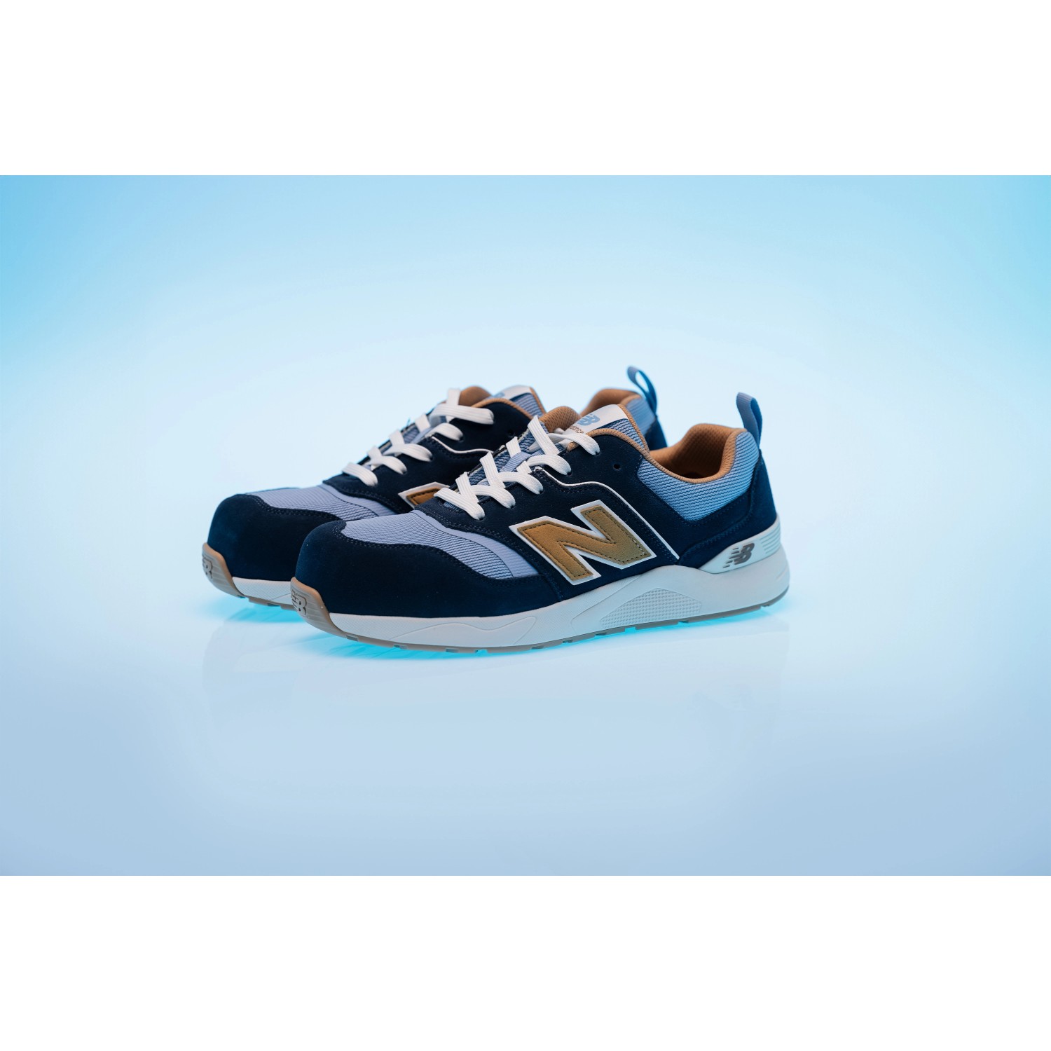 New Balance Elite Lite S1 Sicherheitsschuhe, blau-coffee, Gr. 40. Arbeitsschuhe mit Zehenkappe aus Fiberglas.
