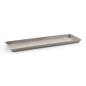 Eckiger, braungrauer Ecopots Untersetzer Bruges, 57,5x19,5x2,5 cm, für Blumentöpfe und Pflanzgefäße.