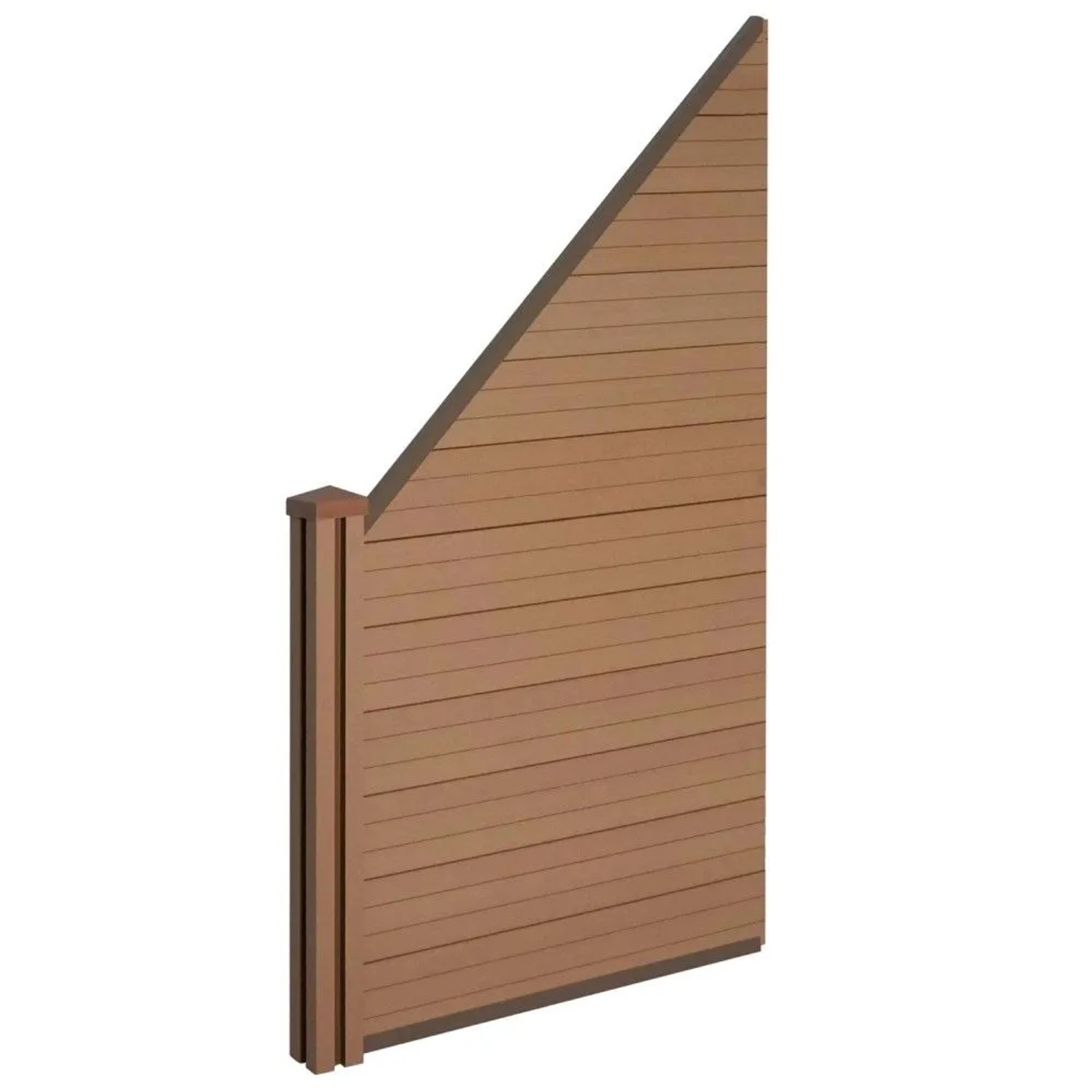 MCW WPC-Sichtschutz Savoie Windschutz Zaun WPC-Pfosten - Erweiterungselement Schräg Links 0,98m Teak