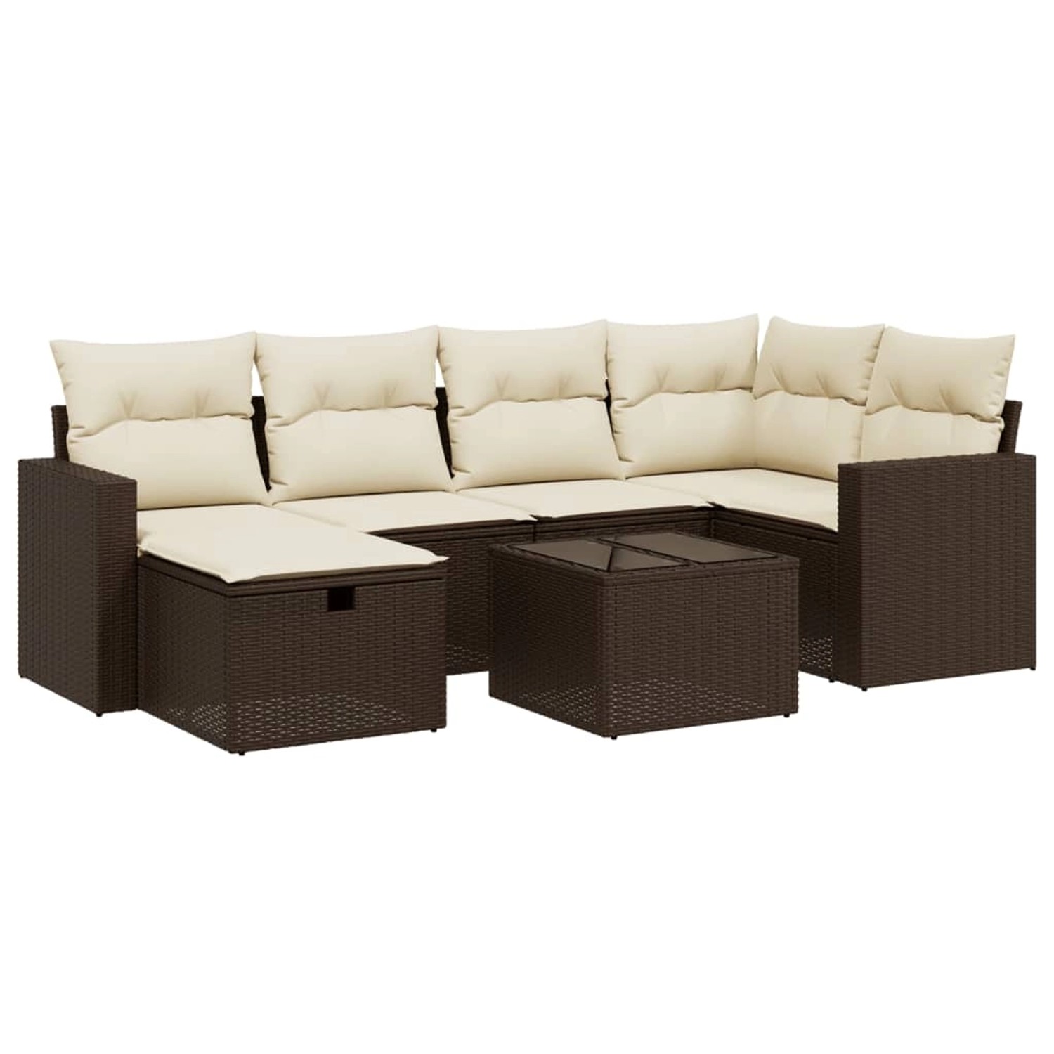 vidaXL 7-Tlg Garten-Sofagarnitur mit Kissen Braun Poly Rattan 3263499 günstig online kaufen