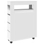 Schmaler, weißer Badschrank mit Rollen von vidaXL aus Holzwerkstoff.