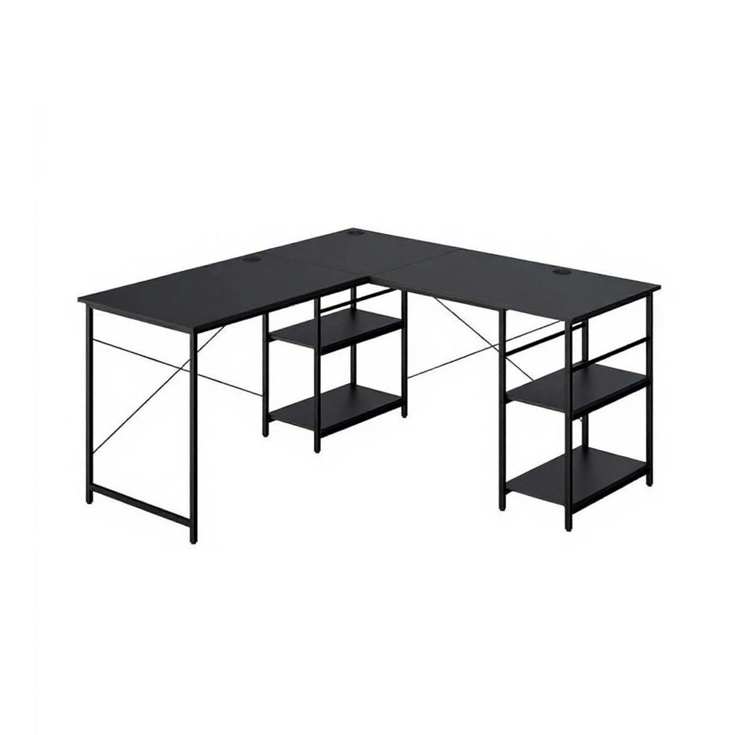 Costway Schreibtisch L-Form mit 3 Kabellöchern 151 x 151 x 75 cm Schwarz günstig online kaufen