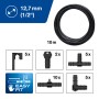 LUX-TOOLS Tropf-Bewässerungs-Set: Schwarzer 10m Hauptschlauch (12,7mm) und diverse schwarze Easy Fit Verbindungsstücke.